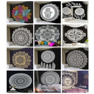 Mandala Tapestry Wall Hanging – 59" Geometric Boho Blanket