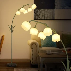 Green Floral Arc Floor Lamp